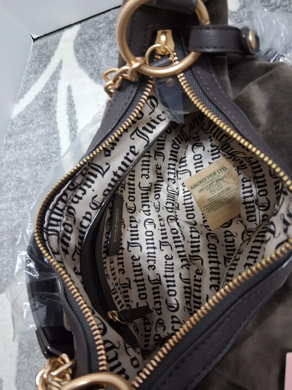 Juicy Couture Brown Hobo Shoulder Bag with Heart Charm With Embroidered Crest